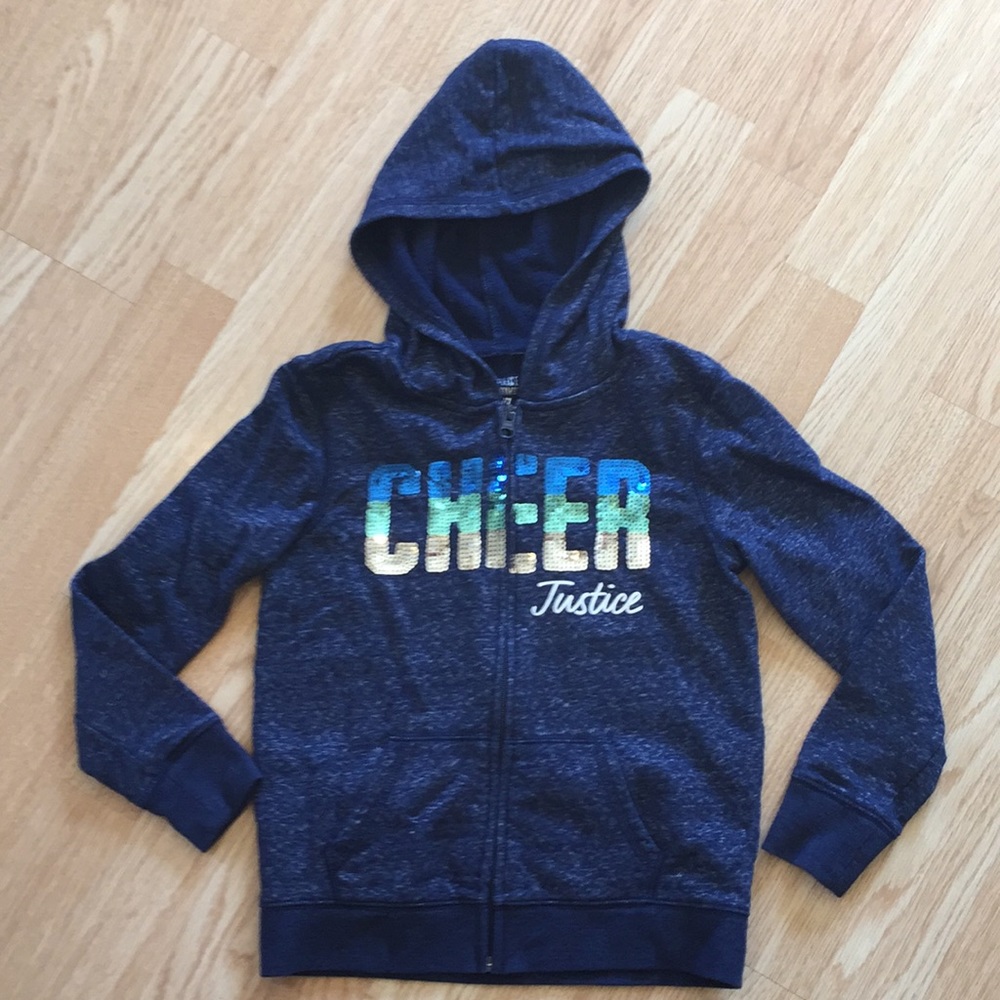 Justice CHEER sequin bling girls hoodie 6/7 EUC